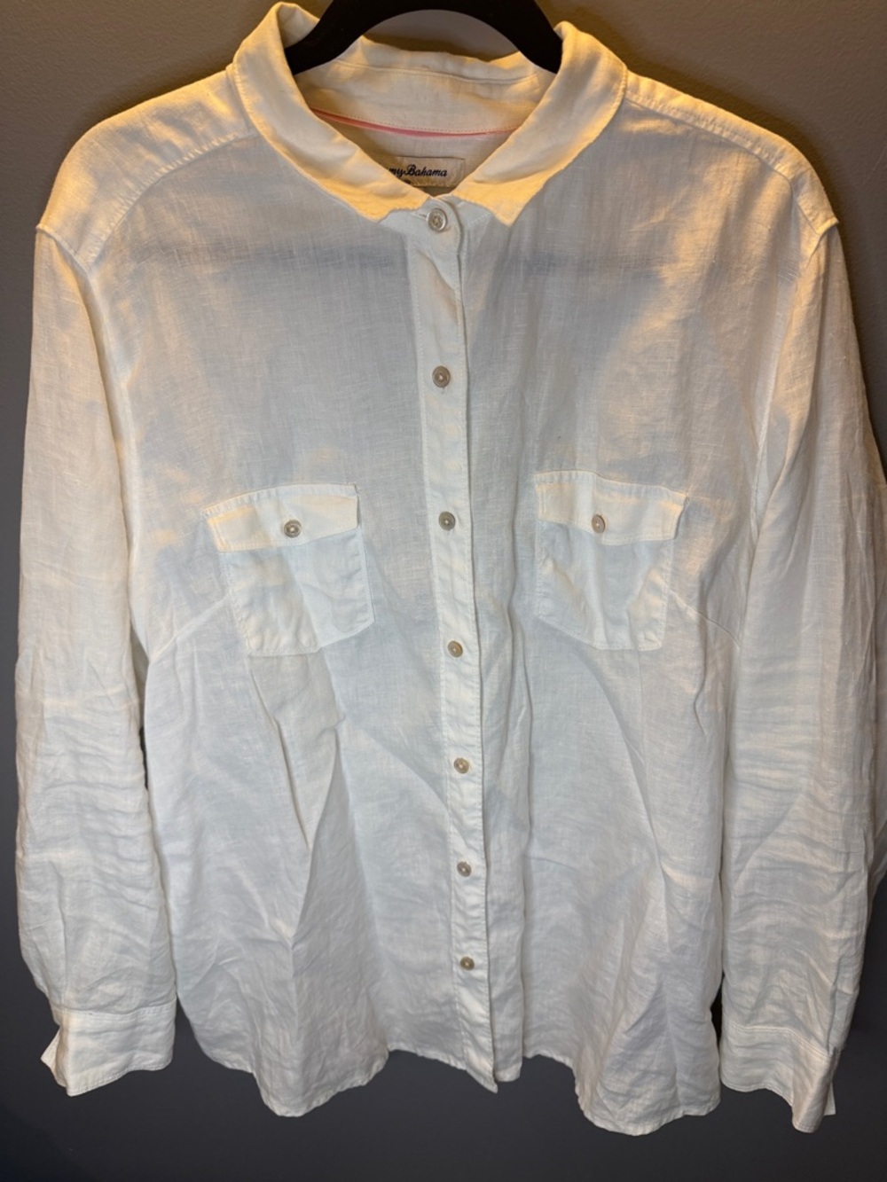 Tommy Bahama White Linen Collared Button-Front Shirt